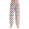 thumbnail image 1 of Women's Christmas Print Cuff Pants, Casual Lounge Sleep Pants, Elastic Waist Holiday Pajama Pants for Festive Nights and Seasonal Comfort,Watermelon Red,XL, 1 of 6