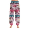 thumbnail image 1 of Women's Christmas Print Cuffed Ankle Pants, Casual Pajama Style, Fuchsia, Size L, 1 of 6