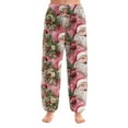 thumbnail image 1 of Women's Christmas Print Cuffed Casual Pants and Pajama Pants, Home Sleepwear, Comfortable Lounge Bottoms for Women, Solid Color Trousers with Elastic Waist, Pink, XL, 1 of 6