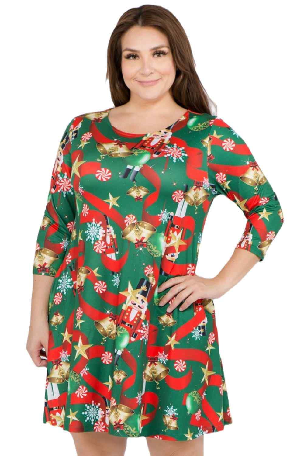 Women's Christmas Print Dress, Nutcracker Christmas/Green, XL - Walmart.com