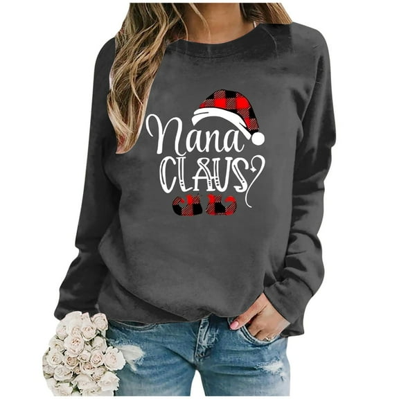 Women's Christmas Print Fashion Loose Casual Long Sleeve Crewneck Hoodie Lightweight Soft Suitable for All Seasons and Figures