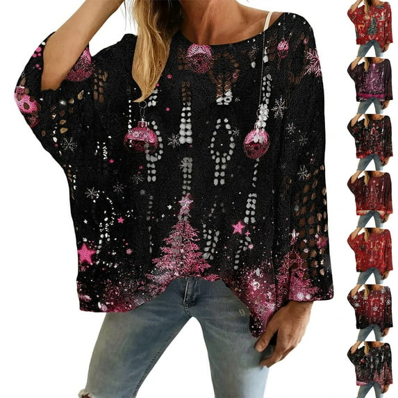 Women's Christmas Print Knitted Sweater Cardigan for Fall and Winter, Festive and Cozy, Ideal as Christmas Sweaters for Women and Christmas Gifts,Red,Size L