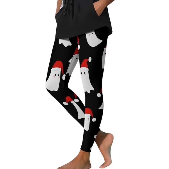 Women's Christmas Print Leggings High Waisted Athletic-Fit Leggings Sweatpants Santa Claus Print Sweatpants Lounge Breathable Yoga Leggings Hiking Outdoor Track Sweatpant