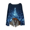 thumbnail image 1 of Women's Christmas Print Lightweight Sweater Casual Long-Sleeve Knit Pullover Top Loose Fit Elegant Cute Style for Spring Summer Daily Work Date Travel Home Vacation Shopping L Blue, 1 of 4