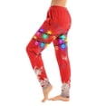 thumbnail image 1 of Women's Christmas Print Pajama Pants, Elastic Waist Tapered Casual Jogger Trousers, Holiday Cozy Soft Winter Sleepwear Bottoms Red XL, 1 of 5