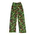 thumbnail image 1 of Women's Christmas Print Plush Pajama Pants, Soft and Comfortable Home Wear Trousers for Winter, Casual Sleepwear with Festive Design,Army Green,XL, 1 of 5