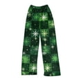 thumbnail image 1 of Women's Christmas Print Plush Pajama Pants, Soft and Comfortable Home Wear Trousers for Winter, Casual Sleepwear with Festive Design,Green,2XL, 1 of 5