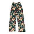thumbnail image 1 of Women's Christmas Print Plush Pajama Pants, Soft and Comfortable Home Wear Trousers for Winter, Casual Sleepwear with Festive Design,Green,L, 1 of 5