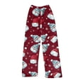 thumbnail image 1 of Women's Christmas Print Plush Pajama Pants, Soft and Comfortable Home Wear Trousers for Winter, Casual Sleepwear with Festive Design,Wine,S, 1 of 5