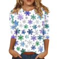 thumbnail image 1 of Women's Christmas Print Round Neck 3/4 Sleeve Relaxed Pullover - White - XXXXXL, 1 of 5