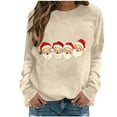 thumbnail image 1 of Women's Christmas Print Soft Sweatshirt Loose-Fitting Casual Basic Long-Sleeved Crew Neck Pullover Tops, 1 of 3