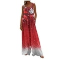 thumbnail image 1 of Women's Christmas Print Wide Leg Overalls - Strapless Tank With Pockets Casual Solid Color Onesie, Light Gray Size XL, 1 of 7