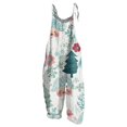 thumbnail image 1 of Women's Christmas Printed Cotton Linen Jumpsuit - Casual Loose Retro Overalls With Pockets, White Size XXL, 1 of 7