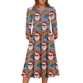 thumbnail image 1 of Women's Christmas Printed Fashionable Loose Round-Neck Dress, Holiday Print, Casual Wear, Retro Style, Comfort Fit, Everyday Dress, Festive,Hot Pink,S, 1 of 5