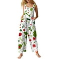 thumbnail image 1 of Women's Christmas Printed Jumpsuit - Loose Casual Versatile Romper, Light Green Size M, 1 of 6