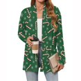 thumbnail image 1 of Women's Christmas Printed Lightweight Cardigan Long Sleeve Casual Loose Thin Fit With Pockets Jacket for Holiday Comfort and Everyday Wear,Dark Green,M, 1 of 4