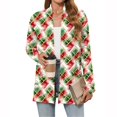 thumbnail image 1 of Women's Christmas Printed Lightweight Cardigan Long Sleeve Casual Loose Thin Fit With Pockets Jacket for Holiday Comfort and Everyday Wear,Light Green,S, 1 of 4