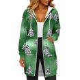 thumbnail image 1 of Women's Christmas Printed Long Sleeve Hooded Sweatshirt Jacket with Drawstring and Zipper Pockets, Fashionable Casual Wear for Fall and Winter,Green,XL, 1 of 6