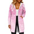 thumbnail image 1 of Women's Christmas Printed Long Sleeve Hooded Sweatshirt Jacket with Drawstring and Zipper Pockets, Fashionable Casual Wear for Fall and Winter,Pink,M, 1 of 6