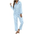 thumbnail image 1 of Women's Christmas Printed Pajama Set Long Sleeve Button Down Sleepwear Cozy Home Outfit Holiday Nightwear Comfortable Wear, 1 of 1