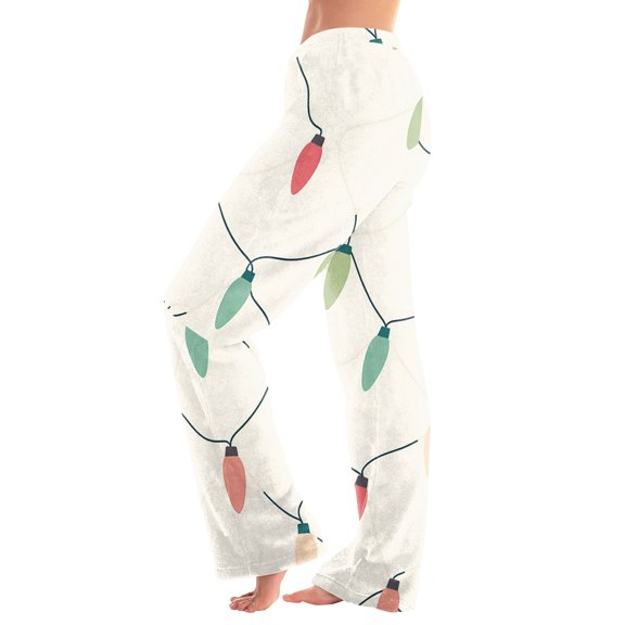 Women's Christmas Printed Plush Casual Pants with Drawstring Elastic Waist, Long Trousers for Home and Casual Wear, Comfortable Design,Multicolor,XL