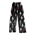 thumbnail image 1 of Women's Christmas Printed Plush Pants, Full Length Long Trousers for Winter Casual Wear, Soft and Warm Fleece Material with Festive Design for Women,Black,L, 1 of 4