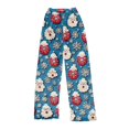thumbnail image 1 of Women's Christmas Printed Plush Pants, Full Length Long Trousers for Winter Casual Wear, Soft and Warm Fleece Material with Festive Design for Women,Blue,XS, 1 of 4