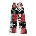 thumbnail image 1 of Women's Christmas Printed Plush Pants, Full Length Long Trousers for Winter Casual Wear, Soft and Warm Fleece Material with Festive Design,Red,XL, 1 of 5