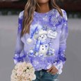 thumbnail image 1 of Women's Christmas Printed Round Neck Sweatshirt, Long Sleeve Casual Pullover Top, Raglan Sleeve Holiday Graphic Fall Winter Clothes,Blue,4XL, 1 of 7