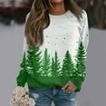 thumbnail image 1 of Women's Christmas Printed Round Neck Sweatshirt, Long Sleeve Casual Pullover Top, Raglan Sleeve Holiday Graphic Fall Winter Clothes,Green,4XL, 1 of 7