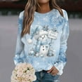 thumbnail image 1 of Women's Christmas Printed Round Neck Sweatshirt, Long Sleeve Casual Pullover Top, Raglan Sleeve Holiday Graphic Fall Winter Clothes,Light Blue,M, 1 of 7