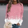 thumbnail image 1 of Women's Christmas Printed Round Neck Sweatshirt, Long Sleeve Casual Pullover Top, Raglan Sleeve Holiday Graphic Fall Winter Clothes,Pink,S, 1 of 7