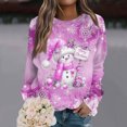 thumbnail image 1 of Women's Christmas Printed Round Neck Sweatshirt, Long Sleeve Casual Pullover Top, Raglan Sleeve Holiday Graphic Fall Winter Clothes,Pink,XL, 1 of 7