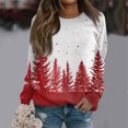 thumbnail image 1 of Women's Christmas Printed Round Neck Sweatshirt, Long Sleeve Casual Pullover Top, Raglan Sleeve Holiday Graphic Fall Winter Clothes,Red,5XL, 1 of 7