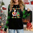thumbnail image 1 of Women's "Merry Ducksmas" Festive Duck Print Long Sleeve Top - Black Red Plaid Crewneck Casual Shirt, 1 of 4