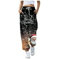 thumbnail image 1 of Women's Christmas Santa Pants Holiday Casual Trousers Festive Comfortable Wear Soft Stretchy Elastic Waist Stylish Seasonal Outfit, 1 of 2