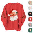 thumbnail image 1 of Women's Christmas Santa Print Sweatshirt, X-mas Party Holiday Crewneck Long Sleeve Fleece Lined Relaxed Tops, S-XXL, 1 of 7
