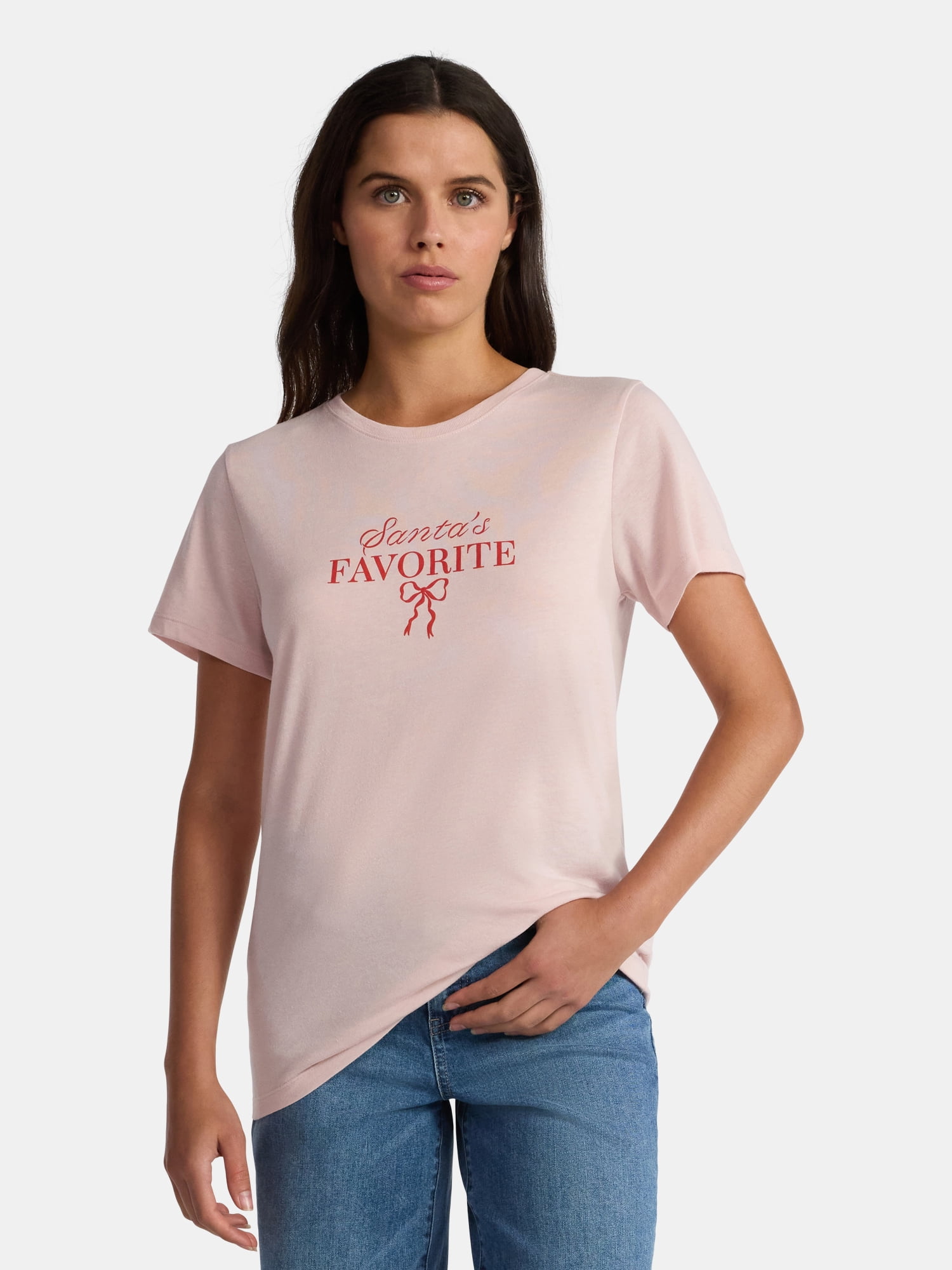 Christmas Women's Santa's Favorite Graphic Tee from Holiday Time, Sizes S-XXXL