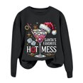 thumbnail image 1 of Women's Christmas Santa's Favorite Printed Crew Neck Sweatshirt Knit Long Sleeve Ladies Sweatshirts Hoodie Workout Women Graphic Workout Tops Women Distressed Pullover Extra Long Sweatshirt, 1 of 4