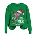 thumbnail image 1 of Women's Christmas Santa's Favorite Printed Crew Neck Sweatshirt Knit Long Sleeve Ladies Sweatshirts Hoodie Workout Women Graphic Workout Tops Women Distressed Pullover Extra Long Sweatshirt, 1 of 4