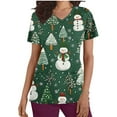 thumbnail image 1 of Women's Christmas Scrub Medical Working Uniform Tops for Women Cute Snowman Printed Scrub Shirts with Pockets, XL, 1 of 5