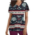 thumbnail image 1 of Women's Christmas Scrub Medical Working Uniform Tops for Women Cute Xmas Printed Scrub Shirts with Pockets, M, 1 of 5