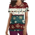 thumbnail image 1 of Women's Christmas Scrub Medical Working Uniform Tops for Women Cute Xmas Printed Scrub Shirts with Pockets, XL, 1 of 5