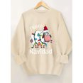 thumbnail image 1 of Women's Christmas Sheep Sweatshirt,  Fleece Crew Neck, Festive Navidad Print, Casual All-Season Knit Fabric Top, 250gsm, Cozy Holiday Fashion with Santa Hat, 1 of 6