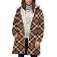 thumbnail image 1 of Women's Christmas Sherpa Lined Plaid Shacket - Oversized Hooded Full-Zip Winter Coat, Warm Faux Shearling Festive Outerwear, 1 of 5