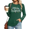 thumbnail image 1 of Women's Christmas Shirt Long Sleeve Crewneck Letter Printed Pullover Tee Green XL, 1 of 6