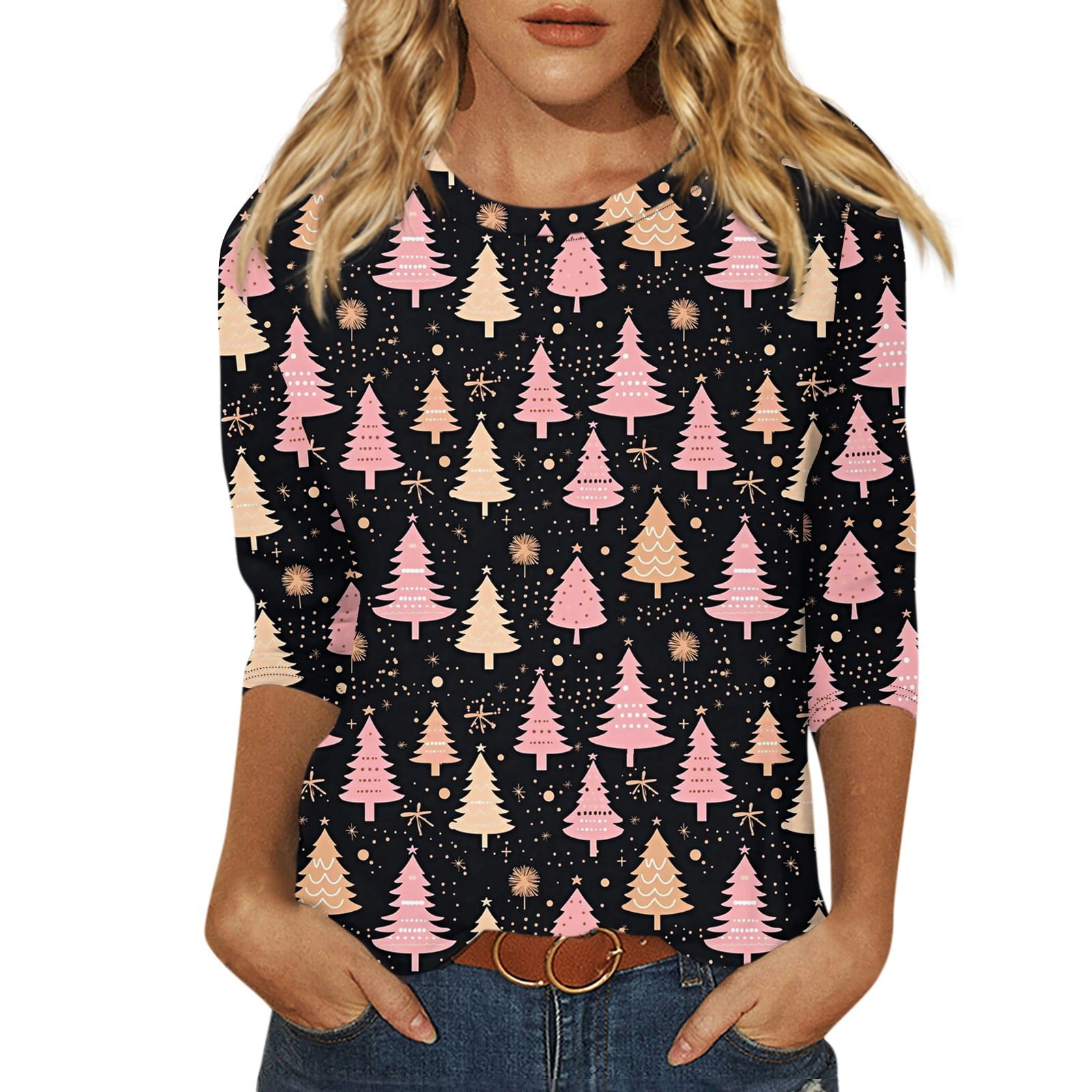 Women's Christmas Shirt Womens Christmas Tops Cute Xmas Printed Funny ...