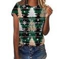 thumbnail image 1 of Women's Christmas Shirts Funny Christmas Tree Print Tee Shirts Crew Neck Top Short Sleeve Pullover Sweater Blouses Side Split Christmas Tops Christmas Gifts, 1 of 4