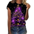 thumbnail image 1 of Women's Christmas Shirts Funny Christmas Tree Print Tee Shirts Crew Neck Top Short Sleeve Pullover Sweater Blouses Side Split Christmas Tops Christmas Gifts, 1 of 4