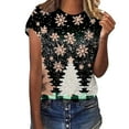 thumbnail image 1 of Women's Christmas Shirts Funny Christmas Tree Print Tee Shirts Crew Neck Top Short Sleeve Pullover Sweater Blouses Side Split Christmas Tops, 1 of 4